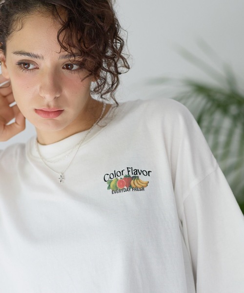 PBLIM(ページボーイリム)の「《UNISEX》フルーツステッカーT / 刺繍デザイン(Tシャツ/カットソー・レディース・オフホワイト/グレー/ブラック・FREE)」の6枚目の写真