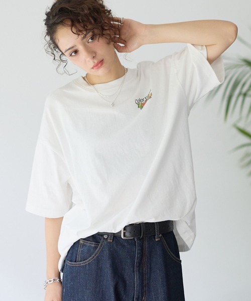 PBLIM(ページボーイリム)の「《UNISEX》フルーツステッカーT / 刺繍デザイン(Tシャツ/カットソー・レディース・オフホワイト/グレー/ブラック・FREE)」の8枚目の写真