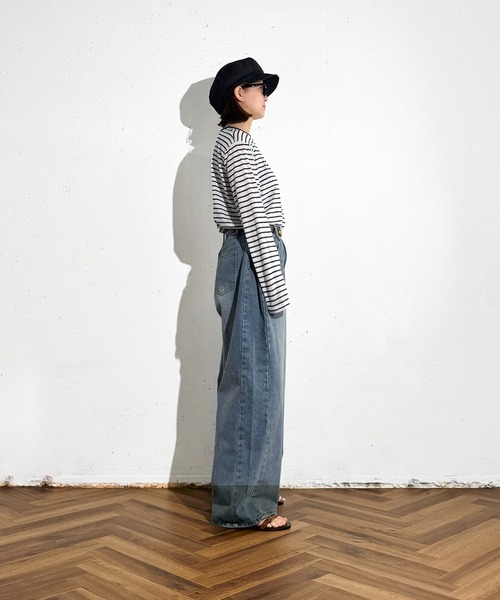 MAISON SELECT(メゾンセレクト)の「6C74 ロングスリーブ ボーダーシアーカットソー(Tシャツ/カットソー・レディース・ブラック/レッド/ネイビー・FREE)」の14枚目の写真