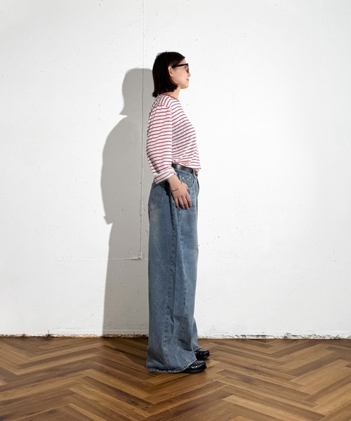 MAISON SELECT(メゾンセレクト)の「6C74 ロングスリーブ ボーダーシアーカットソー(Tシャツ/カットソー・レディース・ブラック/レッド/ネイビー・FREE)」の22枚目の写真