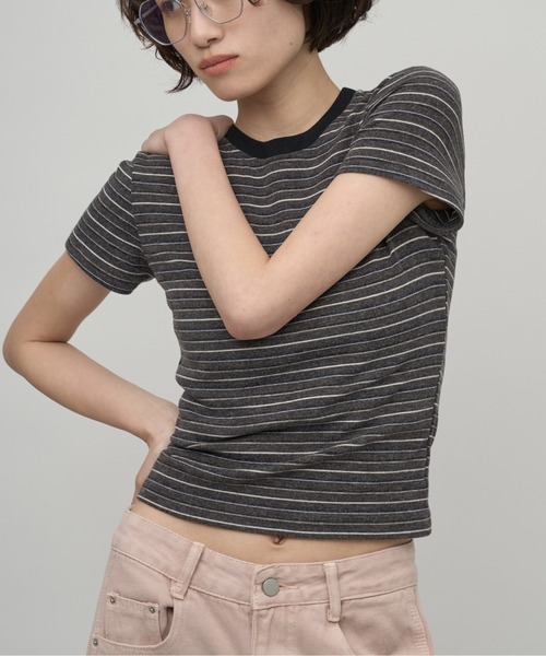 OFROOM(オフルーム)の「Multi Border Tee|マルチボーダーTee(Tシャツ/カットソー・レディース・ネイビー/グレー・FREE)」の1枚目の写真