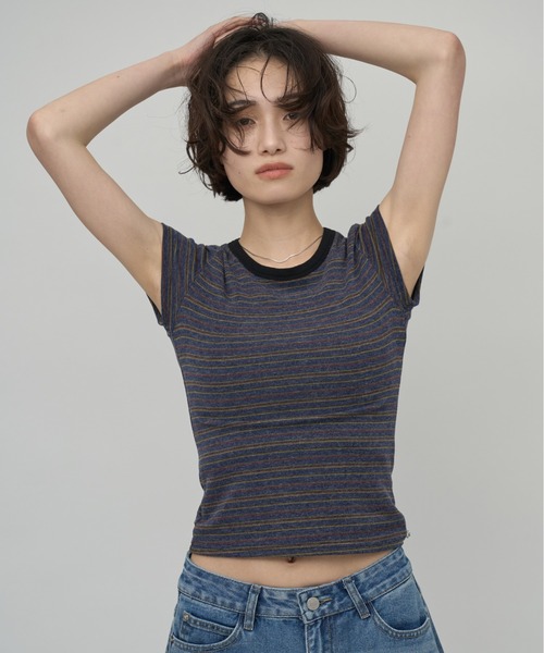 OFROOM(オフルーム)の「Multi Border Tee|マルチボーダーTee(Tシャツ/カットソー・レディース・ネイビー/グレー・FREE)」の8枚目の写真