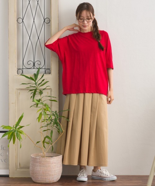 OMNES（オムネス）の「スラブ天竺 ラグラン5分袖Tシャツ UVカット付（Tシャツ/カットソー・レディース・ブラック/ホワイト/ブラウン/レッド・FREE）」の6枚目の写真