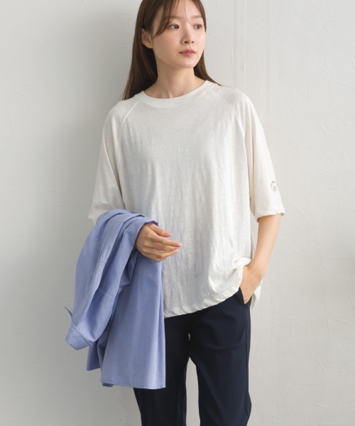 OMNES（オムネス）の「スラブ天竺 ラグラン5分袖Tシャツ UVカット付（Tシャツ/カットソー・レディース・ブラック/ホワイト/ブラウン/レッド・FREE）」の16枚目の写真