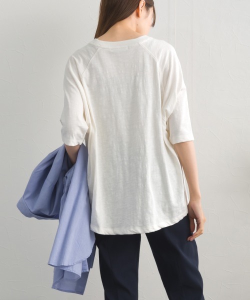 OMNES（オムネス）の「スラブ天竺 ラグラン5分袖Tシャツ UVカット付（Tシャツ/カットソー・レディース・ブラック/ホワイト/ブラウン/レッド・FREE）」の18枚目の写真
