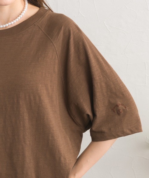 OMNES（オムネス）の「スラブ天竺 ラグラン5分袖Tシャツ UVカット付（Tシャツ/カットソー・レディース・ブラック/ホワイト/ブラウン/レッド・FREE）」の10枚目の写真