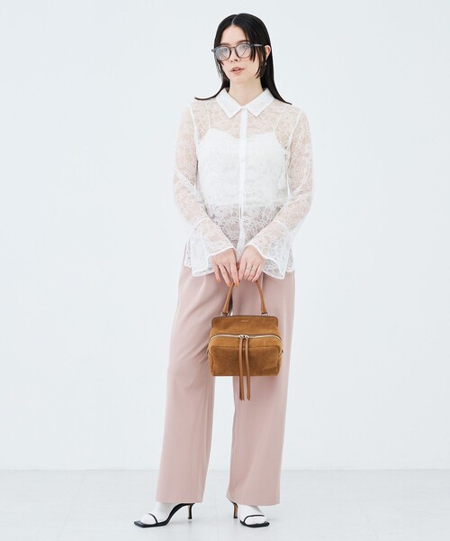 NOLLEY’S（ノーリーズ）の「【WEB＆一部店舗限定カラーアイテム】ウォッシャブルレースシャツブラウス（シャツ/ブラウス・レディース・ブラック/ホワイト・38）」の3枚目の写真