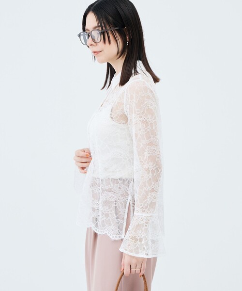 NOLLEY’S（ノーリーズ）の「【WEB＆一部店舗限定カラーアイテム】ウォッシャブルレースシャツブラウス（シャツ/ブラウス・レディース・ブラック/ホワイト・38）」の10枚目の写真