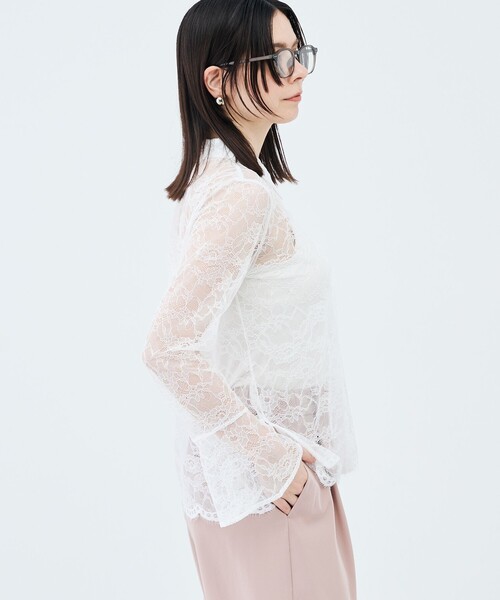 NOLLEY’S（ノーリーズ）の「【WEB＆一部店舗限定カラーアイテム】ウォッシャブルレースシャツブラウス（シャツ/ブラウス・レディース・ブラック/ホワイト・38）」の13枚目の写真