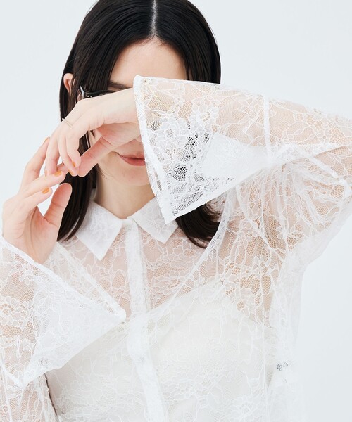 NOLLEY’S（ノーリーズ）の「【WEB＆一部店舗限定カラーアイテム】ウォッシャブルレースシャツブラウス（シャツ/ブラウス・レディース・ブラック/ホワイト・38）」の14枚目の写真