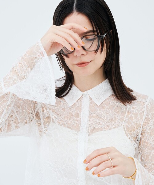NOLLEY’S（ノーリーズ）の「【WEB＆一部店舗限定カラーアイテム】ウォッシャブルレースシャツブラウス（シャツ/ブラウス・レディース・ブラック/ホワイト・38）」の15枚目の写真