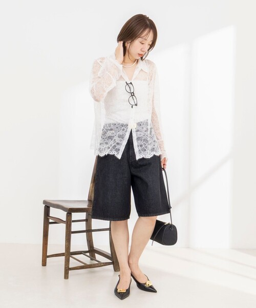 NOLLEY’S（ノーリーズ）の「【WEB＆一部店舗限定カラーアイテム】ウォッシャブルレースシャツブラウス（シャツ/ブラウス・レディース・ブラック/ホワイト・38）」の18枚目の写真