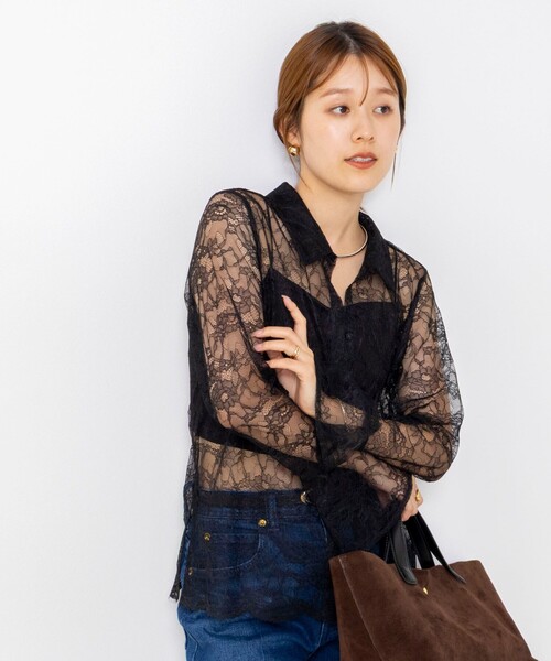 NOLLEY’S（ノーリーズ）の「【WEB＆一部店舗限定カラーアイテム】ウォッシャブルレースシャツブラウス（シャツ/ブラウス・レディース・ブラック/ホワイト・38）」の22枚目の写真