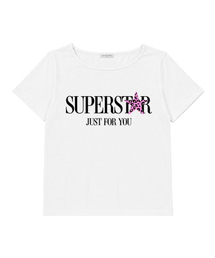 レオパードスーパースターオーバーサイズワンショルダー半袖Tシャツホワイト