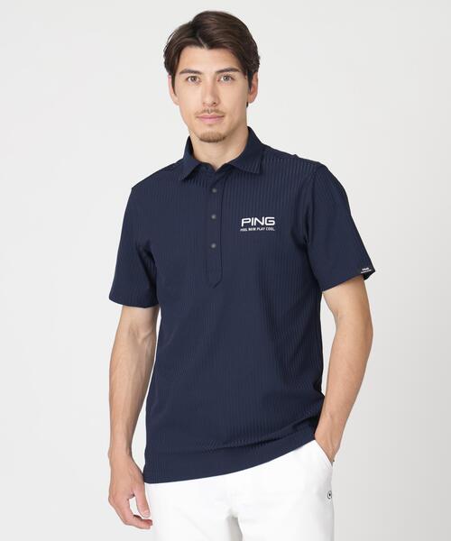 PING（ピン）の「【PING APPAREL】全方向ストレッチシアサッカー半袖ポロシャツ (MENS)（ポロシャツ・メンズ・ネイビー/ホワイト/ベージュ・M/LL1/L/LL/S）」の3枚目の写真