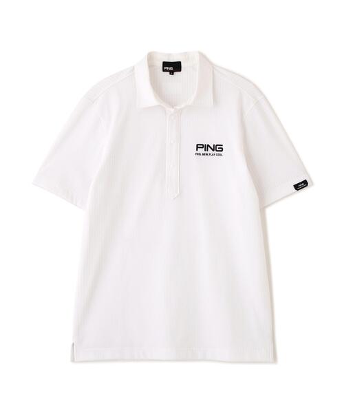 PING（ピン）の「【PING APPAREL】全方向ストレッチシアサッカー半袖ポロシャツ (MENS)（ポロシャツ・メンズ・ネイビー/ホワイト/ベージュ・M/LL1/L/LL/S）」の7枚目の写真