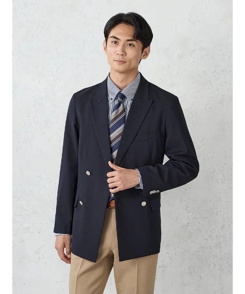 Perfect Suit FActory(パーフェクトスーツファクトリー)の「【洗える】ダブルメタル釦ジャケット【ビジカジのアンサーシリーズ!】(テーラードジャケット・メンズ・ネイビー・M/LL/L)」の1枚目の写真