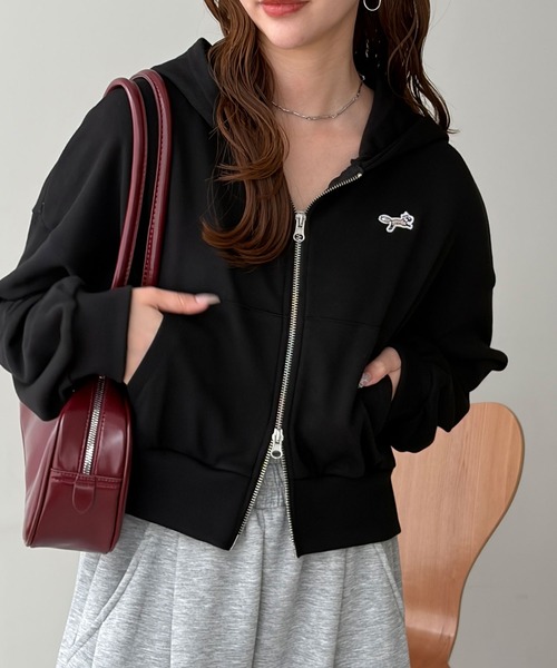 PENNEYS(ぺニーズ)の「GeeRA別注【PENNEYS】裏毛ダブルジップショートパーカー(パーカー・レディース・ブラック/杢グレー/ブラウン・MEDIUM/X-LARGE/LARGE)」の6枚目の写真