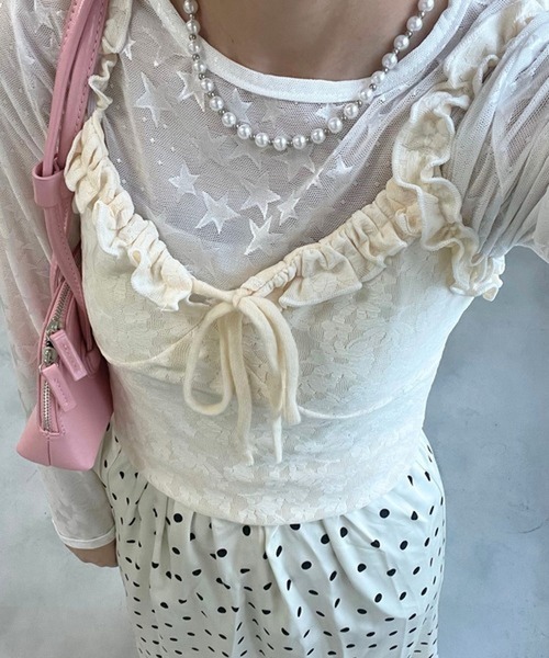 merrylatte(メリーラテ)の「Uネックレースカットソー【TUNE】(Tシャツ/カットソー・レディース・ホワイト・FREE)」の5枚目の写真