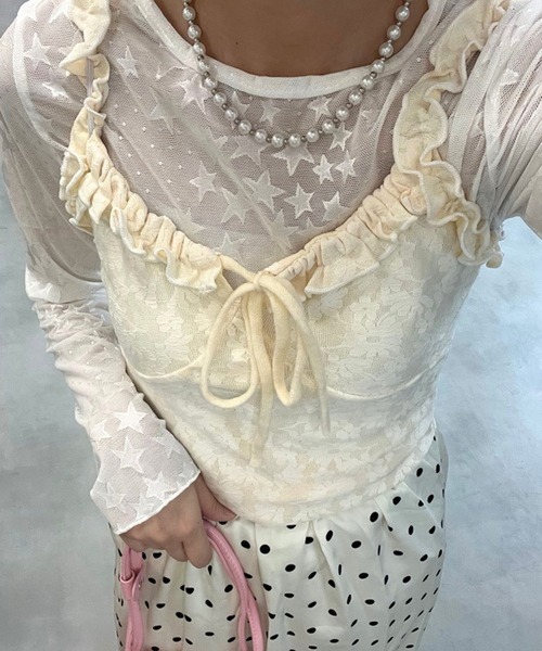 merrylatte(メリーラテ)の「Uネックレースカットソー【TUNE】(Tシャツ/カットソー・レディース・ホワイト・FREE)」の6枚目の写真