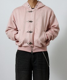 NYLAUS | 【NYS】ショート丈 カットスエード ジップアップパーカー ファイヤーマンバックル アイレット ブルゾン 長袖(ブルゾン)