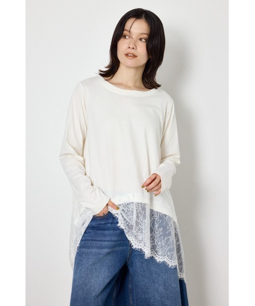 RODEO CROWNS WIDE BOWL(ロデオクラウンズワイドボウル)の「レースドッキングロングスリーブTシャツ(Tシャツ/カットソー・レディース・ライム/ホワイト/ブラック・FREE)」の10枚目の写真