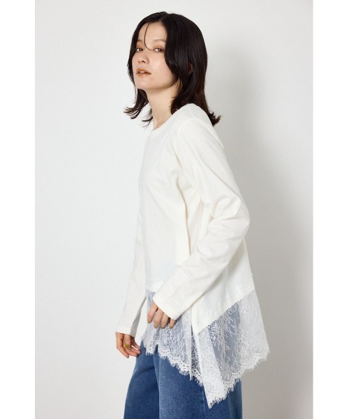 RODEO CROWNS WIDE BOWL(ロデオクラウンズワイドボウル)の「レースドッキングロングスリーブTシャツ(Tシャツ/カットソー・レディース・ライム/ホワイト/ブラック・FREE)」の11枚目の写真