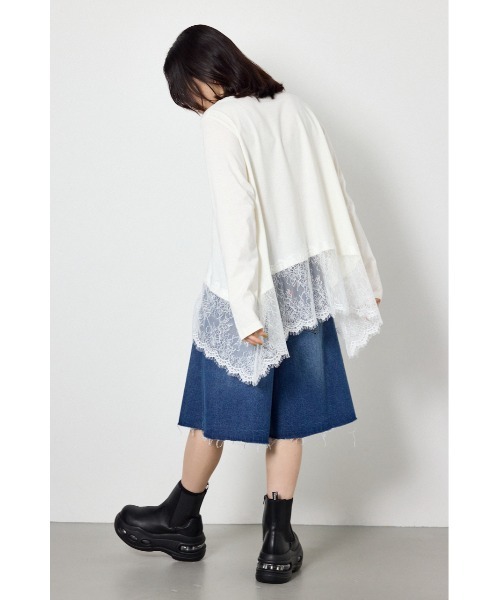 RODEO CROWNS WIDE BOWL(ロデオクラウンズワイドボウル)の「レースドッキングロングスリーブTシャツ(Tシャツ/カットソー・レディース・ライム/ホワイト/ブラック・FREE)」の14枚目の写真