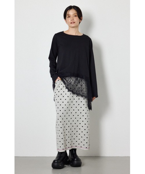 RODEO CROWNS WIDE BOWL(ロデオクラウンズワイドボウル)の「レースドッキングロングスリーブTシャツ(Tシャツ/カットソー・レディース・ライム/ホワイト/ブラック・FREE)」の19枚目の写真