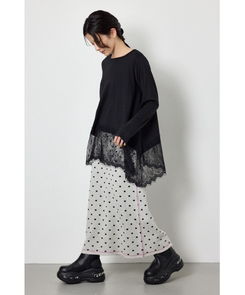 RODEO CROWNS WIDE BOWL(ロデオクラウンズワイドボウル)の「レースドッキングロングスリーブTシャツ(Tシャツ/カットソー・レディース・ライム/ホワイト/ブラック・FREE)」の20枚目の写真