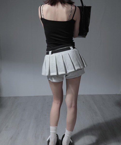 nonomi(ノノミ)の「ベルト付き スウェットプリーツミニスカート(インナーパンツ一体型)(スカート・レディース・ブラック/ダークグレー/ライトグレー・M/L/S)」の10枚目の写真