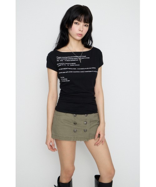 LAGUA GEM(ラグアジェム)の「LETTERING COMPACT GATHER トップス(Tシャツ/カットソー・レディース・オフホワイト/レッド/ブラック・FREE)」の5枚目の写真