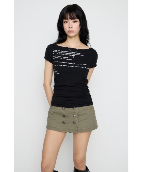 LAGUA GEM(ラグアジェム)の「LETTERING COMPACT GATHER トップス(Tシャツ/カットソー・レディース・オフホワイト/レッド/ブラック・FREE)」の6枚目の写真