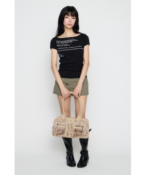 LAGUA GEM(ラグアジェム)の「LETTERING COMPACT GATHER トップス(Tシャツ/カットソー・レディース・オフホワイト/レッド/ブラック・FREE)」の7枚目の写真