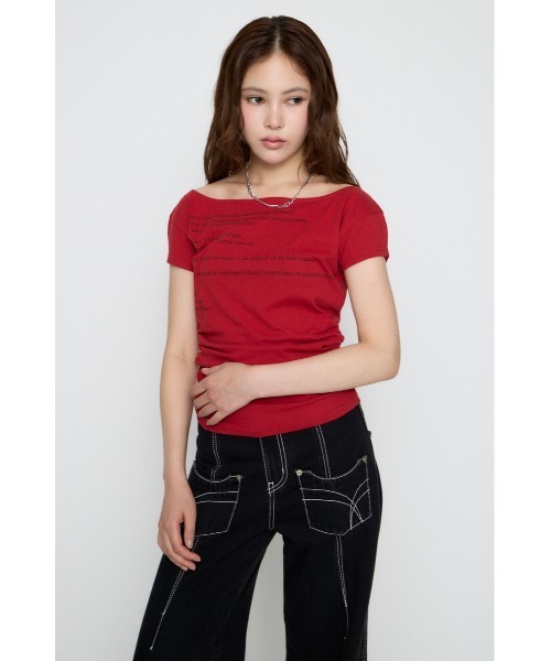 LAGUA GEM(ラグアジェム)の「LETTERING COMPACT GATHER トップス(Tシャツ/カットソー・レディース・オフホワイト/レッド/ブラック・FREE)」の10枚目の写真