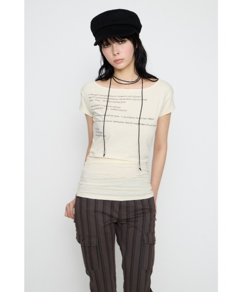 LAGUA GEM(ラグアジェム)の「LETTERING COMPACT GATHER トップス(Tシャツ/カットソー・レディース・オフホワイト/レッド/ブラック・FREE)」の13枚目の写真
