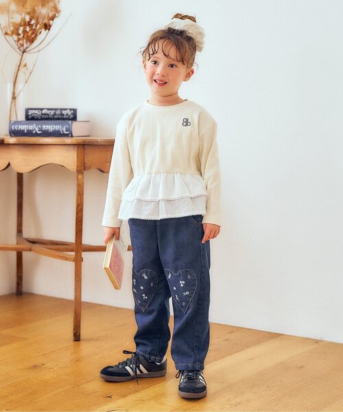 Boribon(ボリボン)の「裾フリルペプラムトップス(Tシャツ/カットソー・キッズ・ピンク/アイボリー/チャコール・80/90/120/100/110)」の13枚目の写真
