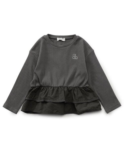 Boribon(ボリボン)の「裾フリルペプラムトップス(Tシャツ/カットソー・キッズ・ピンク/アイボリー/チャコール・80/90/120/100/110)」の7枚目の写真