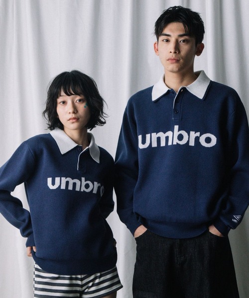 ALAND(エーランド)の「【UNISEX】ALAND×UMBRO/ジャガードニットポロ(ニット/セーター・レディース・ネイビー/ブラウン/グレー・SMALL/LARGE)」の3枚目の写真