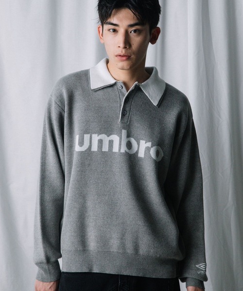 ALAND(エーランド)の「【UNISEX】ALAND×UMBRO/ジャガードニットポロ(ニット/セーター・レディース・ネイビー/ブラウン/グレー・SMALL/LARGE)」の2枚目の写真