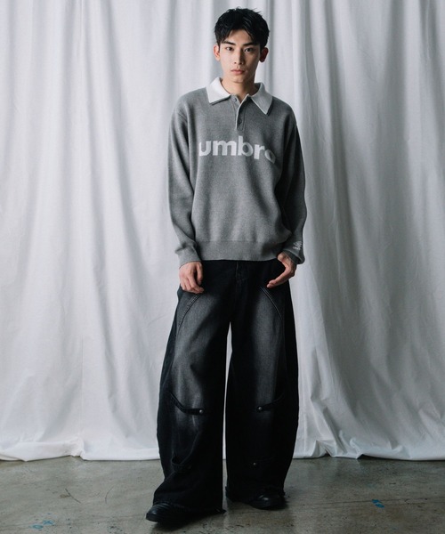 ALAND(エーランド)の「【UNISEX】ALAND×UMBRO/ジャガードニットポロ(ニット/セーター・レディース・ネイビー/ブラウン/グレー・SMALL/LARGE)」の4枚目の写真