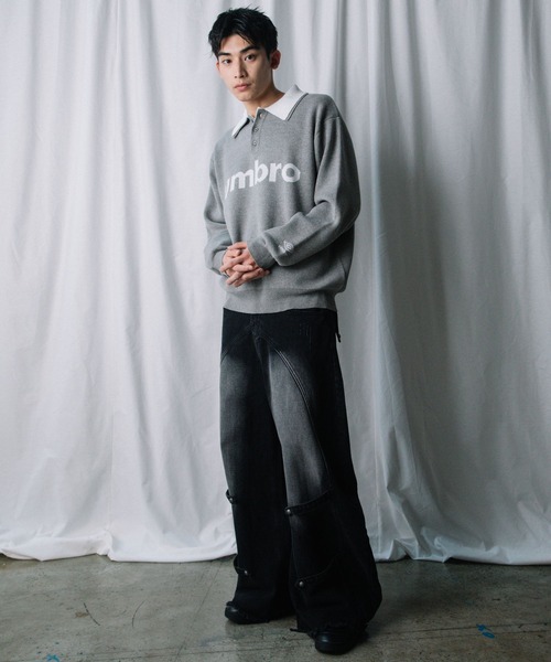 ALAND(エーランド)の「【UNISEX】ALAND×UMBRO/ジャガードニットポロ(ニット/セーター・レディース・ネイビー/ブラウン/グレー・SMALL/LARGE)」の5枚目の写真
