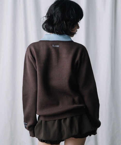 ALAND(エーランド)の「【UNISEX】ALAND×UMBRO/ジャガードニットポロ(ニット/セーター・レディース・ネイビー/ブラウン/グレー・SMALL/LARGE)」の21枚目の写真