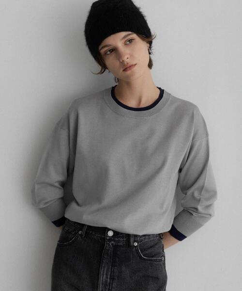 URBAN RESEARCH Sonny Label(アーバンリサーチサニーレーベル)の「アンチピリングバイカラーニット(ニット/セーター・レディース・グレー/ネイビー/ブラウン・FREE)」の2枚目の写真
