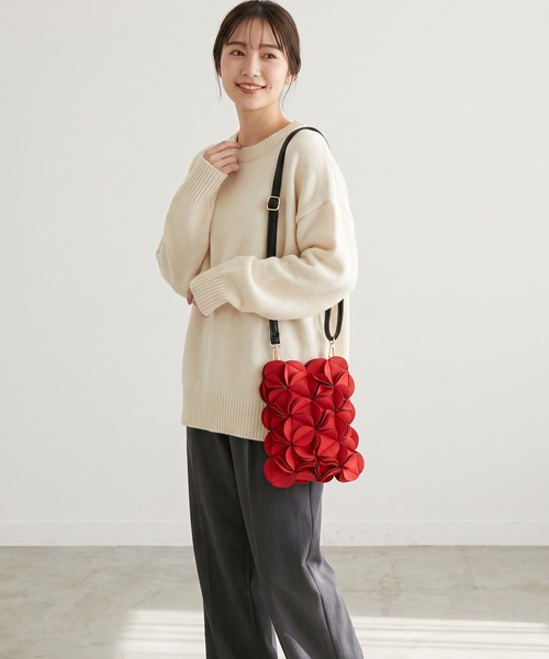 crossi（クロッシー）の「ボンディング花モチーフ縦長2WAYトートバッグ（トートバッグ・レディース・グレー/レッド/グリーン・FREE）」の20枚目の写真