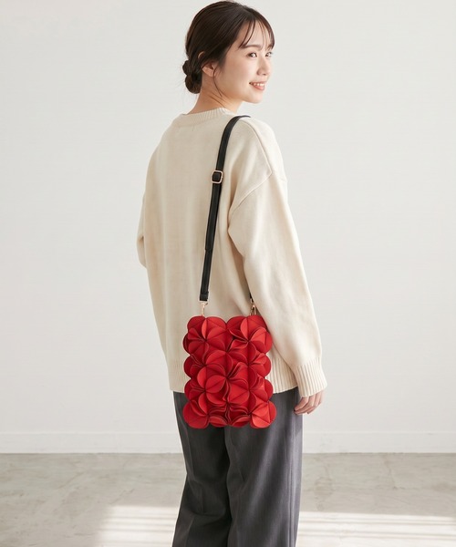 crossi（クロッシー）の「ボンディング花モチーフ縦長2WAYトートバッグ（トートバッグ・レディース・グレー/レッド/グリーン・FREE）」の21枚目の写真