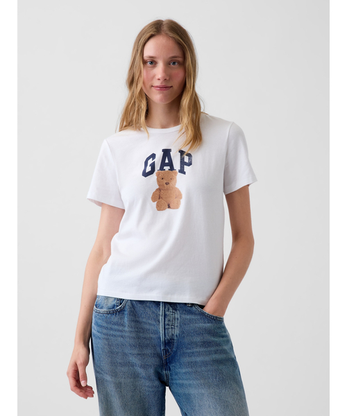 GAP(ギャップ)の「オーガニックコットン ヴィンテージソフト GAPロゴTシャツ(Tシャツ/カットソー・レディース・ホワイト/ネイビー・M/S/L/XL/XS/XXS)」の2枚目の写真