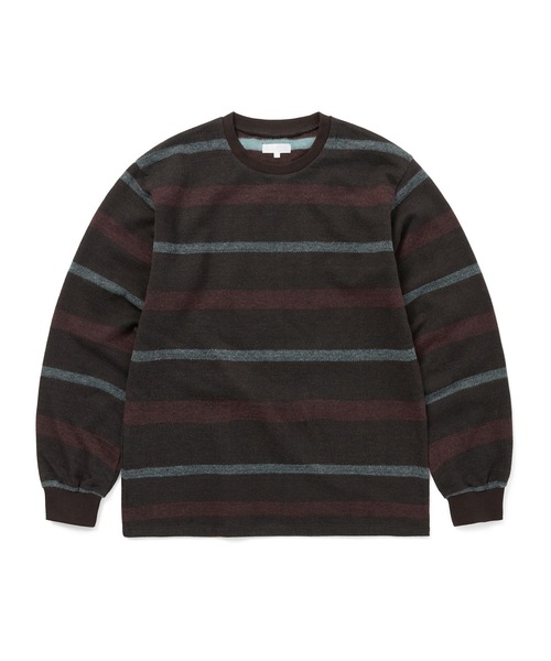 thisisneverthat(ディスイズネバーザット)の「Brushed Striped L/S Tee(Tシャツ/カットソー・メンズ・ブラウン/ピンク/オリーブ・XL/L/M/S)」の1枚目の写真