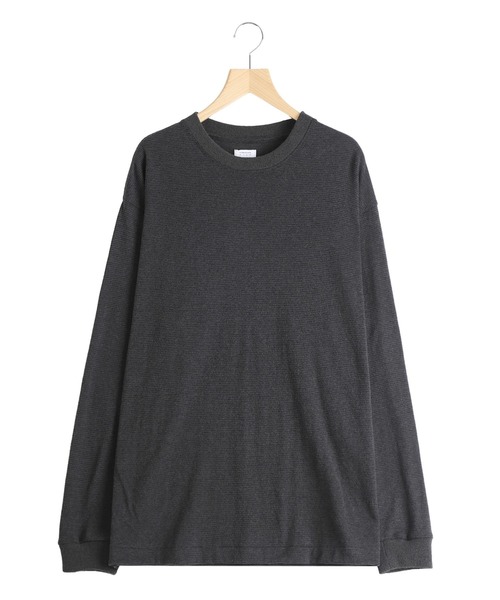 crepuscule（クレプスキュール）の「crepuscule / クレプスキュール：Border L/S Cutsew：2601-012[COR]（Tシャツ/カットソー・メンズ・ライトグレー/チャコール・1/2）」の2枚目の写真