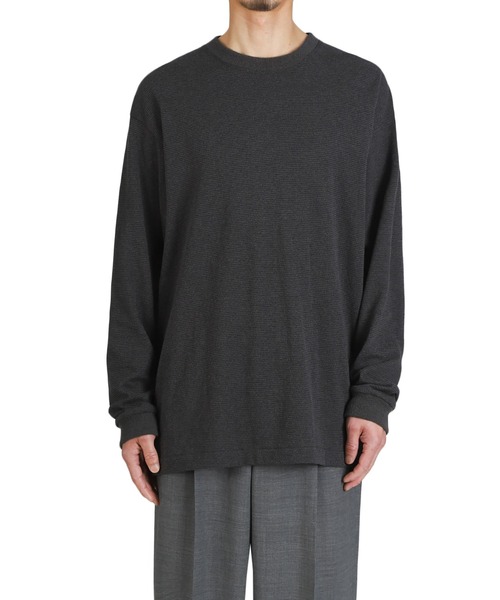 crepuscule（クレプスキュール）の「crepuscule / クレプスキュール：Border L/S Cutsew：2601-012[COR]（Tシャツ/カットソー・メンズ・ライトグレー/チャコール・1/2）」の7枚目の写真